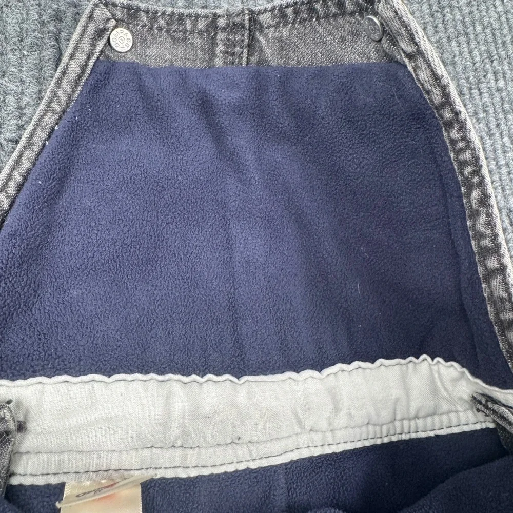OshKosh Bgosh Toddler 18M Fleece Lined Grey Denim Overalls Carpenter Bib Snaps